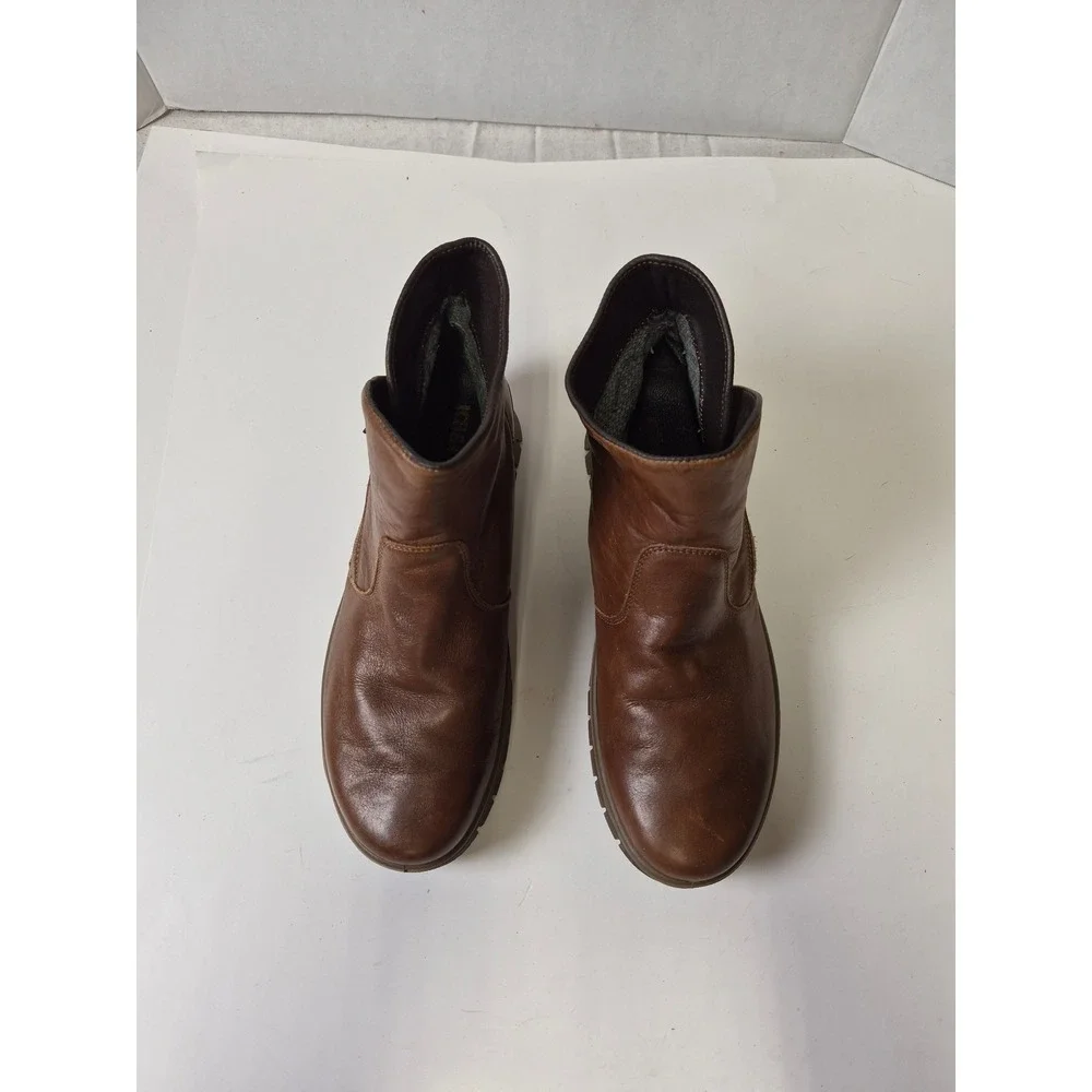 Igi&Co Women Brown Leather Wedge Ankle Boots Made in Italy Size EU 40 US 9-9.5